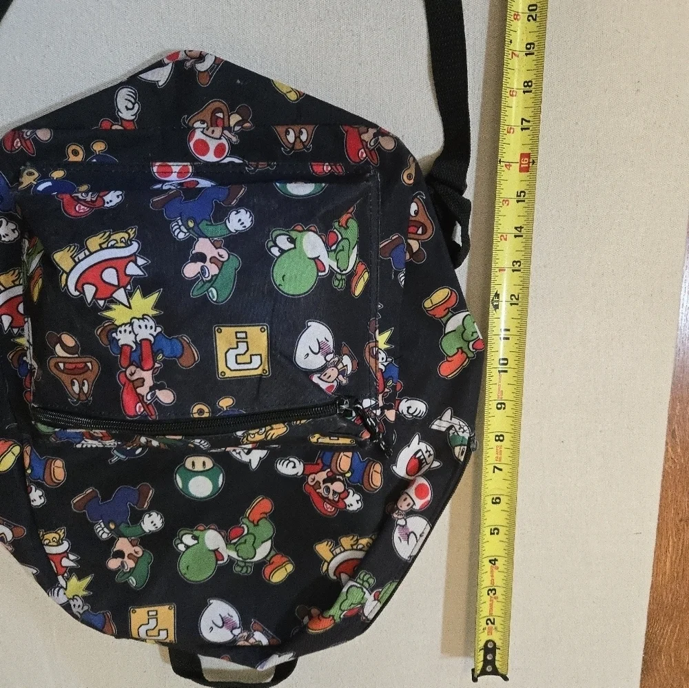 Mario Black Backpack with Colorful Character Design Comicon Mario Gaming
